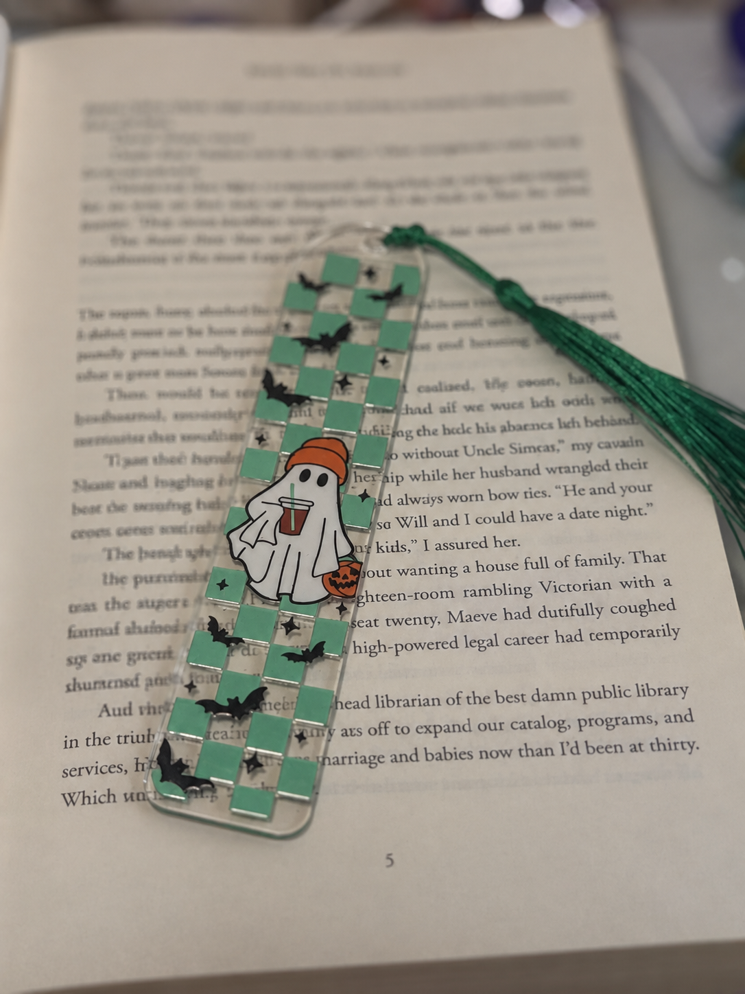 acrylic cool ghost bookmark