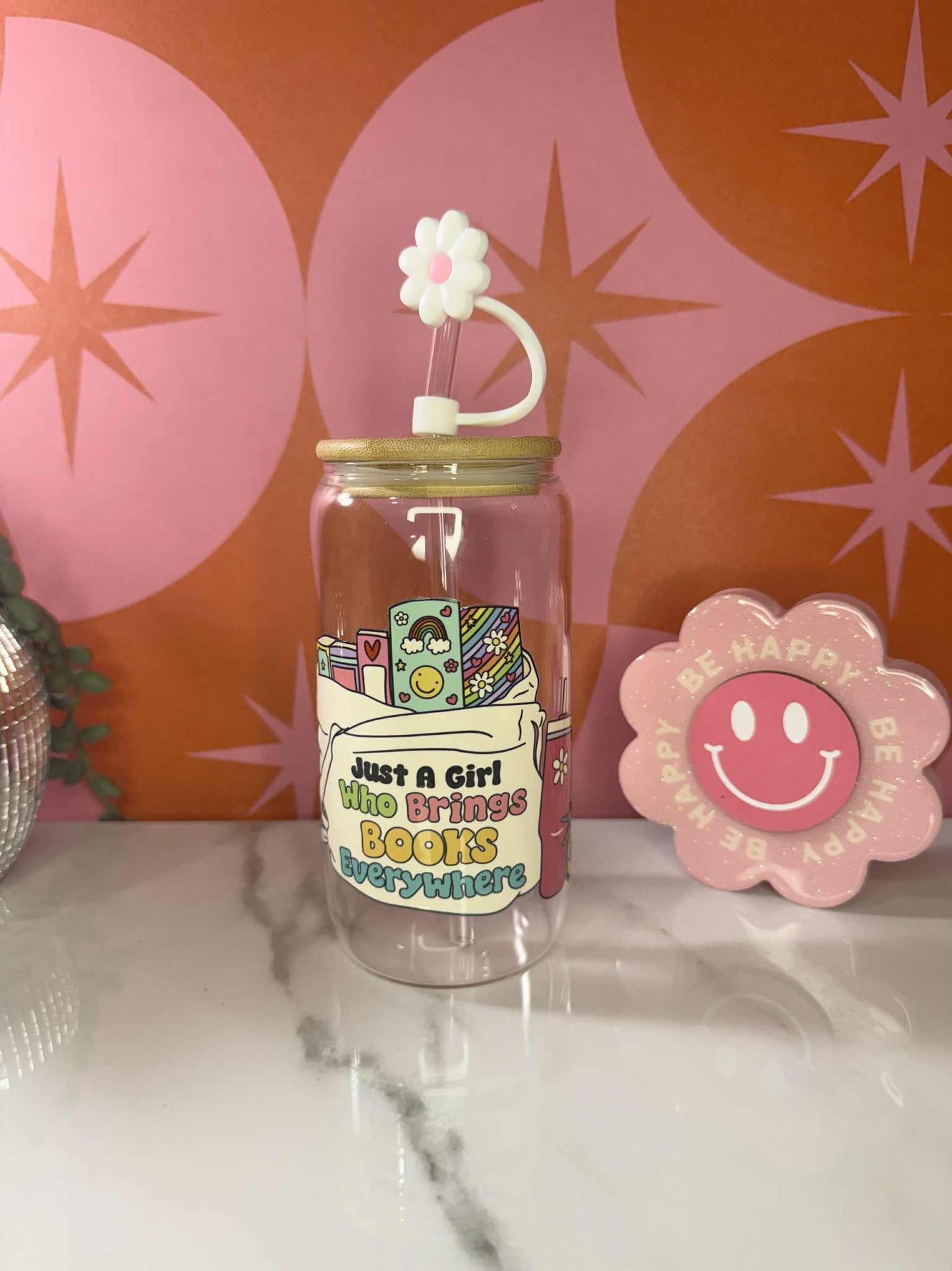 Just A Girl That Brings Books Everywhere 16 OZ Glass Cup