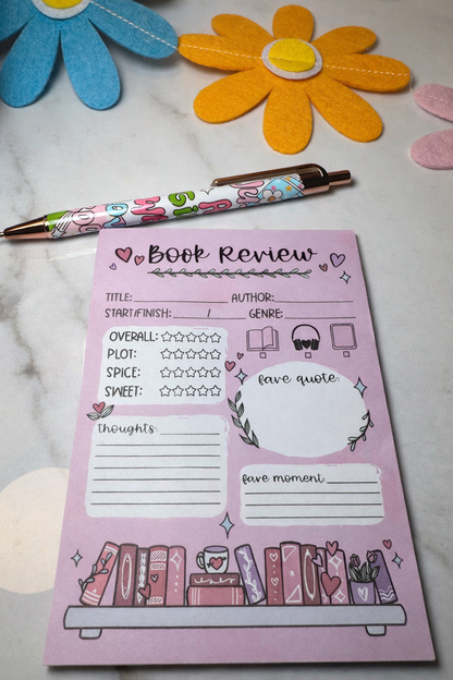 Book Review Note Pad and Pen
