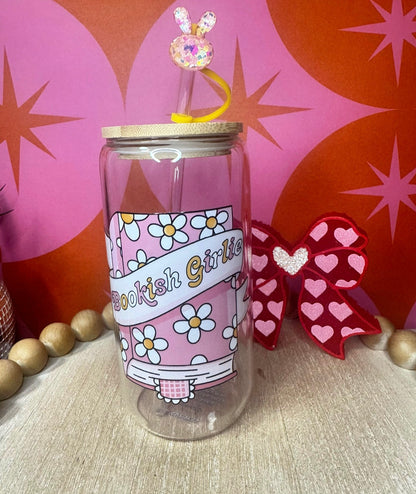 Bookish Girlie 16 Oz Glass Cup