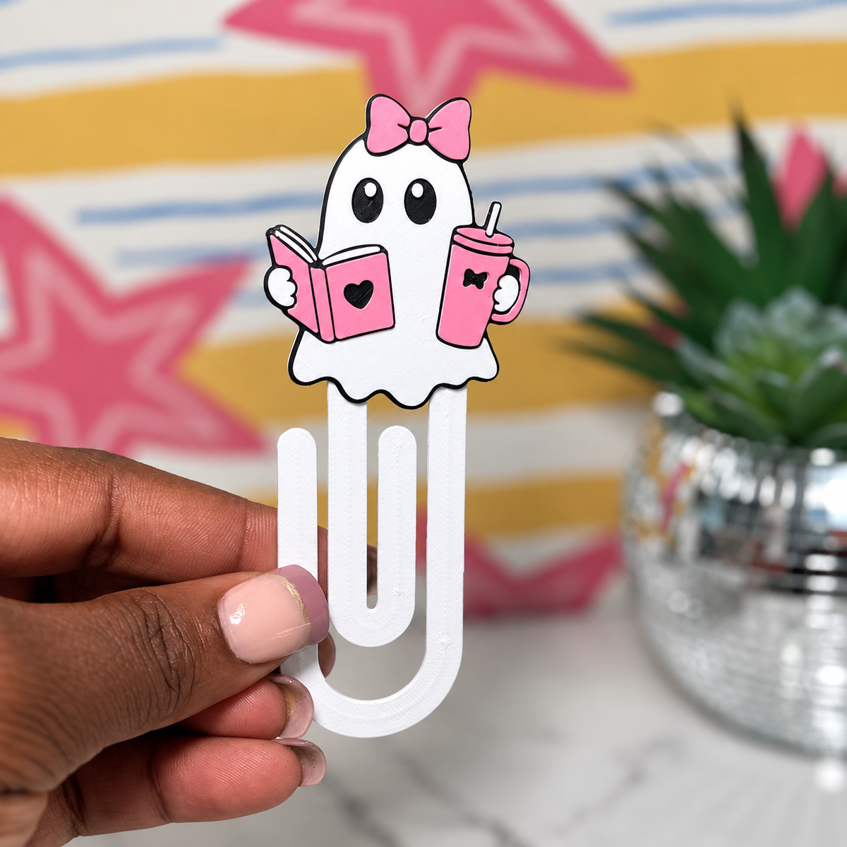 Ghost and her Book Paper Clip Bookmarks