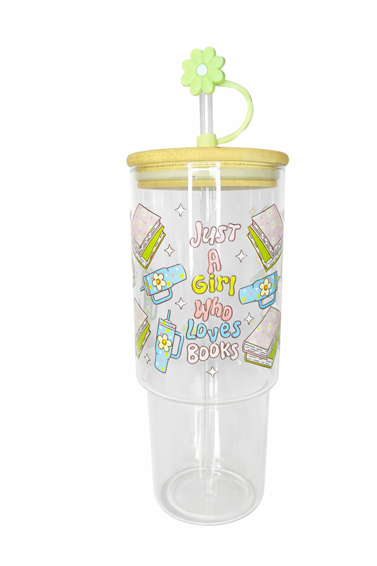 Just A Girl Who Loves Books 40 O.Z Glass Tumbler