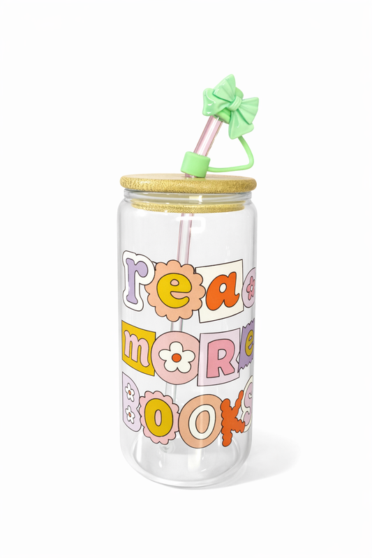 Read More Books 16 oz glass cup