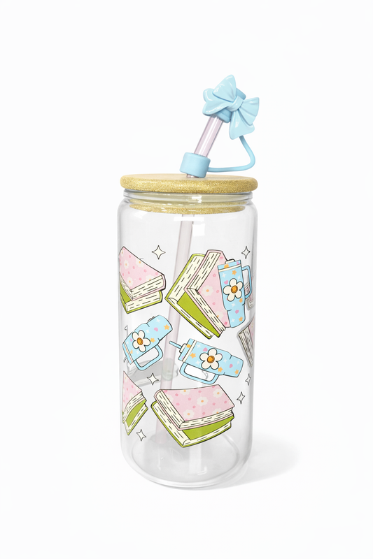 Bookish Book Tumbler 16 oz  Glass Cup