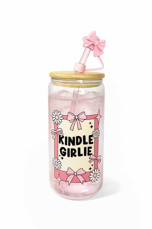 Kindle Girlie Bow 16 oz glass cup