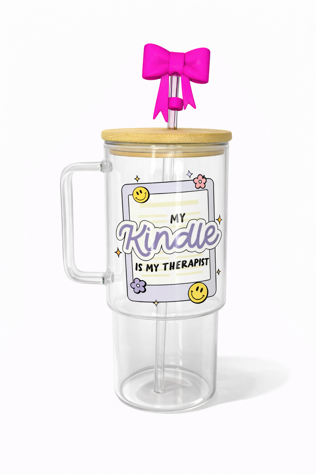 My Kindle Is My Therapist 40 O.Z Glass Tumbler