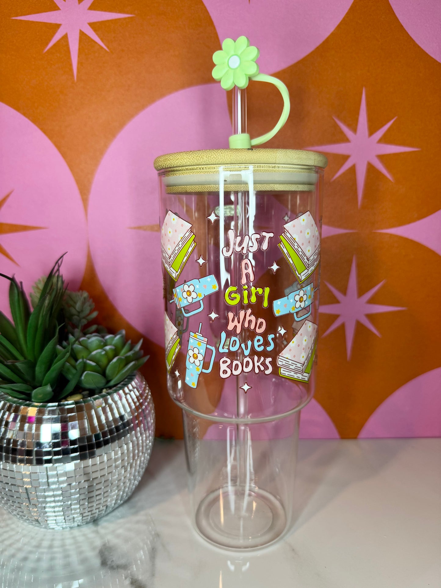 Just A Girl Who Loves Books 40 O.Z Glass Tumbler