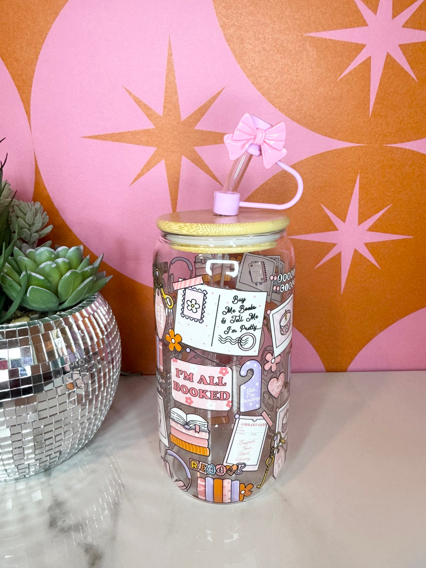 I'm All Booked Up 16 O.Z Glass Cup