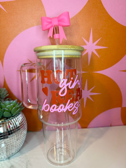 Hot Girls Read Books 40 O.Z Glass Tumbler