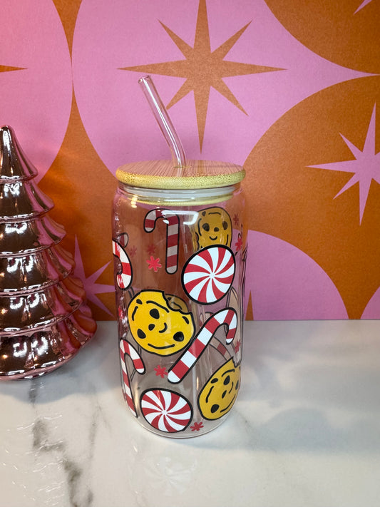 Milk and Cookies Glass 16 Oz Cup