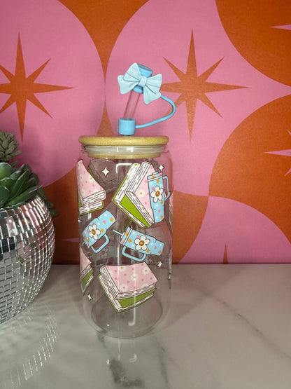 Bookish Book Tumbler 16 oz  Glass Cup