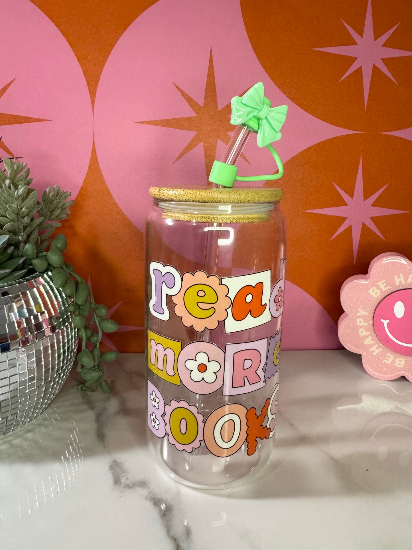 Read More Books 16 oz glass cup