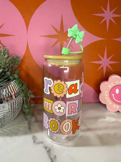 Read More Books 16 oz glass cup
