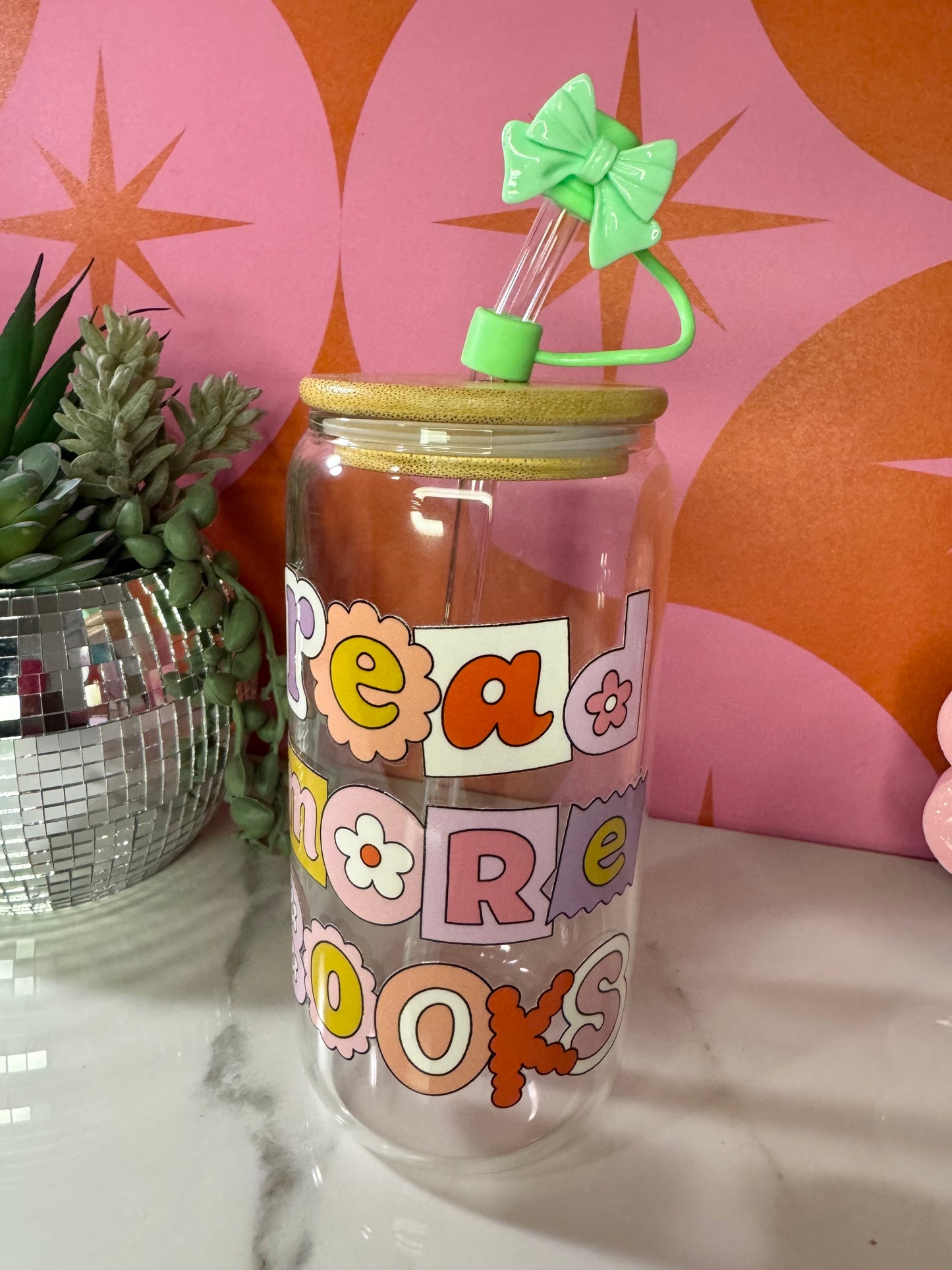 Read More Books 16 oz glass cup