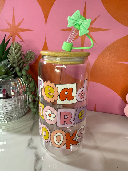 Read More Books 16 oz glass cup