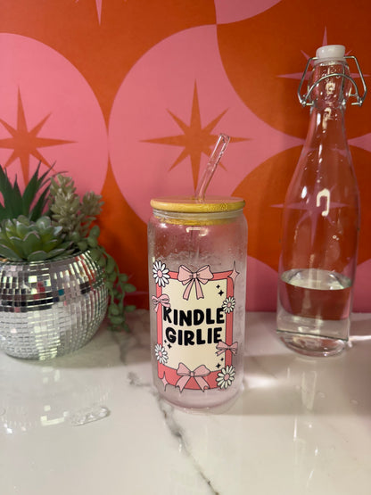 Kindle Girlie Bow 16 oz glass cup