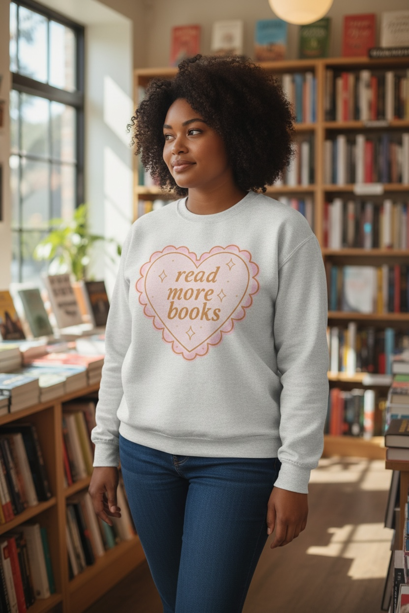 Heart Read More Books Crewnecks