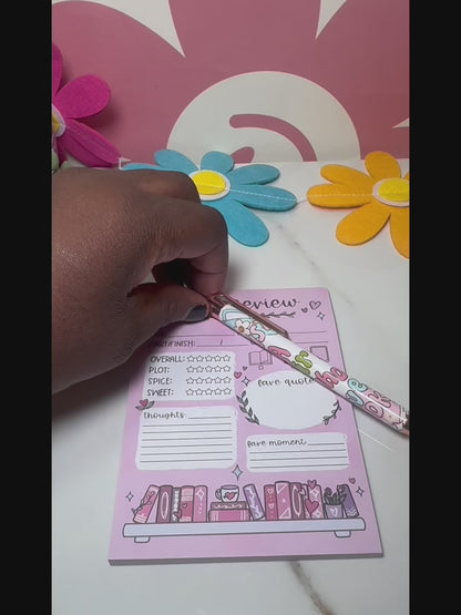 Book Review Note Pad and Pen